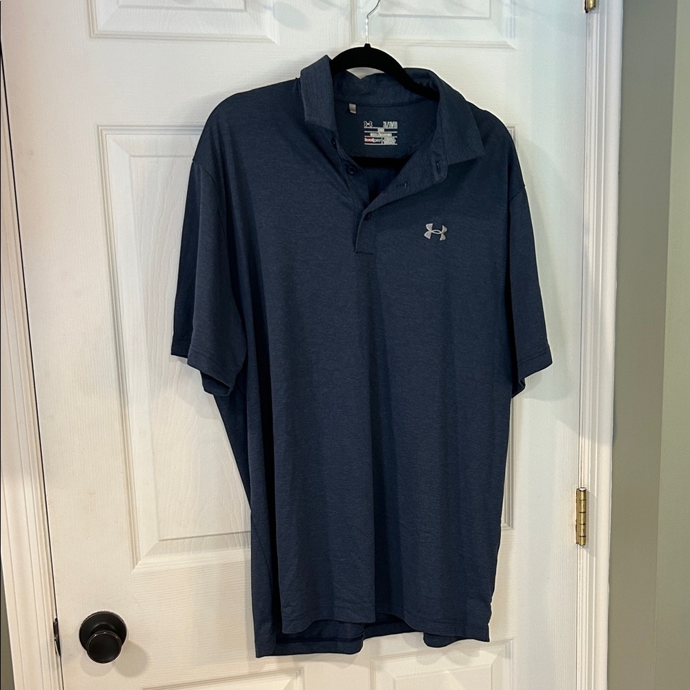 Under Armour Men's Dark Blue Striped Polo Shirt